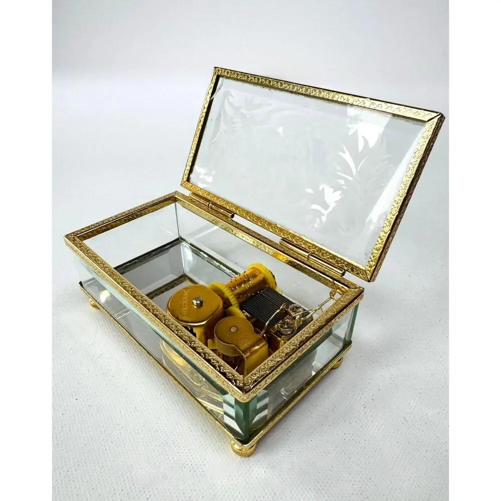 Vintage Yunsheng Beveled Glass Jewelry Box Music Box